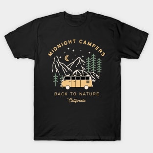 Black Brown Adventure Camping Illustration T-Shirt T-Shirt